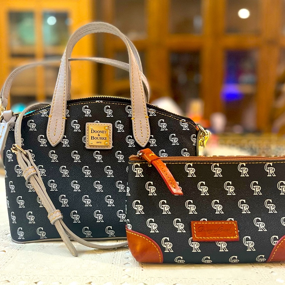 Dooney & Bourke Black and Brown Crossbody Bag Set